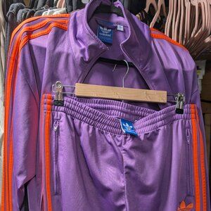 Adidas Tracksuit, Large Jacket, Medium Pants, Purple & Orange